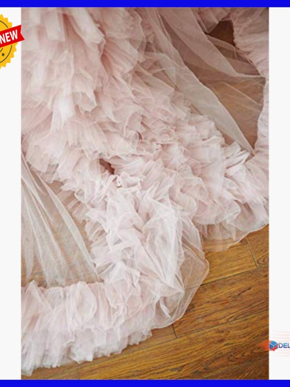 Tulle Maternity Robe Long Sleeve V-Neck Floor Length Photoshoot Gown - Picture 5 of 7